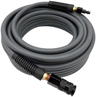 SYXQT Hybrid Air Hose 1/4-Inch x 50FT,Air Compressor Hose 300 PSI Heavy Duty, Lightweight, Kink Resistant, All-Weather Flexibility With 1/4-Inch Swivel Solid Aluminum Quick Coupler and Plug, Gray