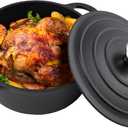 3 Quart Dutch Oven Enameled Cast Iron with Lid  Big Dual Handles  Oven Safe up to 500°F  Classic Round Pot for Versatile Cooking Matte Black(No Enameled)