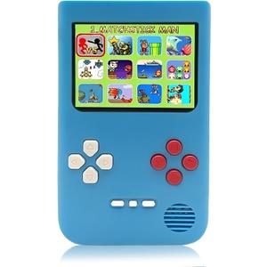 Handheld Game Console -2.4-inch HD Screen, 218 Video Games, Mini Arcade Electronic Toy Birthday Gift, Suitable for Children and Adults, Needs 3 AAA Batteries (Blue)
