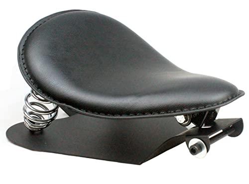 YHMOTO Motorcycle Solo Seat with Spring Base Black Leather Motorcycle Seat For Harley Yamaha Kawasaki Suzuki Sportster Bobber Chopper (12.2‘’)