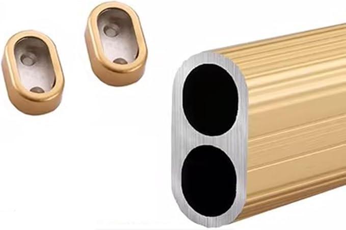 Double Tube Closet Poles for Hanging Clothes Heavy Duty, Cuttable Wall Mounted Aluminiuml Wardrobe Rod, Closets Organizers with Coarse Threaded Holes (Color : Gold, Size : 11.8in/30cm)