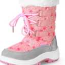 Apakowa Kids Girls Insulated Fur Winter Warm Snow Boots (Toddler/Little Kid) (9.5 Toddler, Pink)