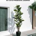 FLOWORLD Artificial Rubber Tree Plant 6ft Tall Faux Ficus Tree Potted Fake Tropical Plants Decorative House Plants Large Floor Artificial Trees for Home Office Decor, Without The Pot