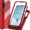 Ailiber for Jitterbug Smart 4 Phone Case, TCL 505 Case with Screen Protector, Dual Layer Protection, Shockproof Corner TPU Bumper, Slim Silicone Rugged Cover - Red