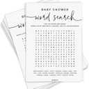 GardenCity 50 Baby Shower Word Search Game Cards, Fun Baby Shower Games for Boy or Girl, Gender Neutral  Minimalist