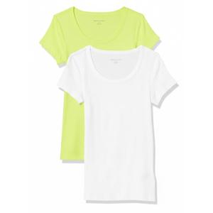 Amazon Essentials Women's Slim-Fit Cap-Sleeve Scoop Neck T-Shirt, Pack of 2 (X-Large)