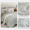 BLOOMHAVEN Queen Comforter Set - 7 Pieces Green Bedding Sets for All Seasons, Lightweight Soft Bed in a Bag Queen with Revesible Farmhouse Comforter, Sheets, Pillowcases & Shams