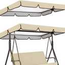 GORGECRAFT 77"x50" Replacement Canopy for Outdoor Swing Garden Swing Roof Cover Oxford Cloth Top Beige 3 Seater Patio Porch Seat Chair Canopy Top UV Weather Waterproof Fabric for Porch Patio Garden