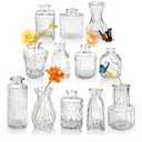 Der Rose Glass Bud Vases Set of 12, Small Bud Vases for Flowers, Rustic Wedding Centerpieces and Home Decor