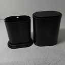 KdbK Stainless Steel Bathroom Trash Cans 1.6 Gallons Small Garbage Can with Pop up Lid, Metal Narrow Wastebasket, Slim Waterproof Litter Trash Bins Set for Bedroom, Toilet, Office, Black 