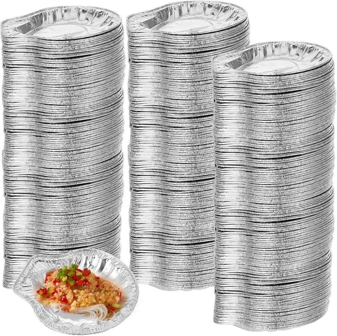 200pcs Aluminum Foil Clam Shells Disposable Pie Pans Mini Pie Tin Oyster Shells Oyster Plate Shell Escargot Baking Dish Sea Shell Tostada Trays For Clambake,Shrimp,Scallop,Crab,Cakes Dip