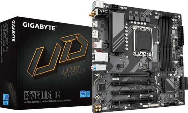GIGABYTE B760M C (LGA 1700/ Intel/ B760/ Micro ATX/ DDR5/ M.2/ PCIe 4.0/ USB 3.2 Gen 2 Type-C/Realtek Wi-Fi 1GbE LAN/Q-Flash Plus/PCIe EZ-Latch/Motherboard)