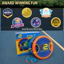 Fun Bouncy Paddle & Stringy Ball Toss & Catch Game - Easy to Use for Kids All Ages - Soft Foam Design for Safe Play Indoors or Outdoors - Also Works as Flying Disc - Great Gift Idea for Boys & Girls