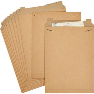 Juvale Rectangular Flat Mailers - Heavyweight 450 GSM Stock & Art Mailers - Poster Mailer Envelopes for Prints & Documents - Adhesive Flap Closure & Mailing Envelopes - 13 x 18 in, Brown, Pack of 25