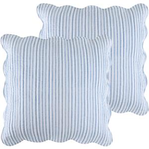 Levtex Home - Martha Stripe - Euro Sham Set of 2 - Stripe - Blue and White - (26x26in.), No Insert - Cotton
