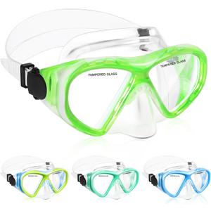 ACQCES Kids Swim Goggles Snorkel Diving Mask for Boys Girls Ages 5-15, Two-Color Anti-Fog Swimming Goggles with Nose Cover