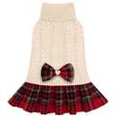 KYEESE Dog Sweater Knitwear Dog Sweaters for Small Dogs Girl Soft Turtleneck Pet Sweater Dress Thick Dogs Clothes with Bowtie Stretchy Cat Sweaters Warm Pullover Pet Coats for Cold Weather Winter M