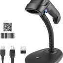 Wireless 1D 2D Barcode Scanner with Stand, NetumScan Portable Automatic QR Code Scanner Supports Screen Scan Handheld CMOS Image Bar Code Reader with USB Receiver for Warehouse POS and Computer
