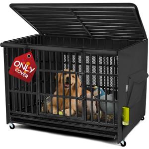 Explore Land 42 inches Dog Crate Cover with Top Panel Non-Toxic Inodorous Polyester Friendly for Dogs (Black)