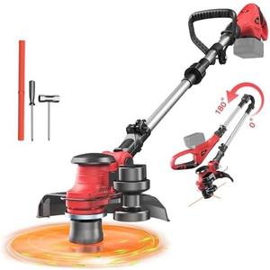Cordless String Trimmer for Milwaukee 18V Battery, Folding 3 in1 Weed Eater with Brushless Motor & Battery Level Display, 11" Electric Weed Wacker/Edger Trimmer/Lawn Mower for Yard Garden (Tool Only)