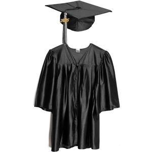 Happy Graduates Medium Black Shiny Child Graduation Cap, Gown, Tassel and 2025 Charm Set, Kindergarten Graduation Cap And Gown Set, For Kids And Preschool Size 3'6- 3'8" (M, Black)