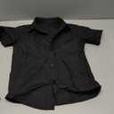 Child Pure Color Shirt Black Button Down Blouse Short Sleeve Boys Girls Breathable Comfortable Casual Sport Tops Playwear Size 5-6T