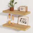 Floating Shelves for Wall, 8 Inch Deep Floating Shelves, 24"W x 8"D Wall Shelves Set of 2, Rustic Wood Floating Shelf for Home Decor, Deep Storage Shelves for Kitchen, Bedroom, Living Room (Oak)