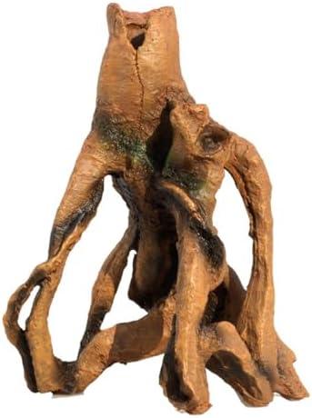 Aquarium Tree Stump Decor Resin Fish Tank Ornament with Hideout 6.7 Inch Simulated Sunken Wood for Aquatic Pets