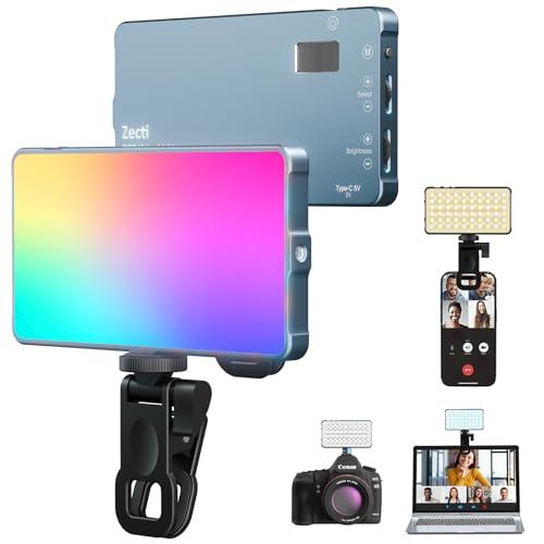 Selfie Light, 96 LED Phone Light with Metal Hotshoe & Clip, 1500mAh Rechargeable 360° Full Color 21 Scenes RGB Video Light for Phones, iPhone, Laptops, Cameras, Selfie, TikTok, Gifts for Men & Women
