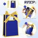 Kolldenn 24 Pcs Small Gift Bags with Bow 6.3 x 3.9 x 2.8 Inch Thank You Gift Bags Elegant Mini Paper Bag with Handles for Wedding Bridal Birthday Baby Shower Bridesmaid Party Favors(Royal Blue)