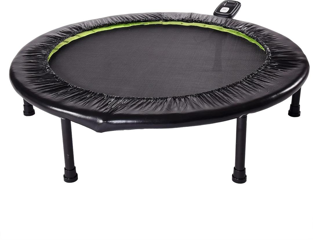 Stamina Folding Trampoline with Smart Workout App, Black - Portable Fitness Rebounder for Home Gym, Cardio & Strength Training, Jumping Exercise Equipment (One Size)