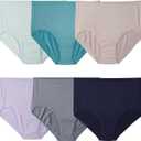 Fruit of the Loom Women's Breathable Underwear, Moisture Wicking Keeps You Cool & Comfortable,  (Size 6, Cooling Stripes - Brief - 6 Pack)