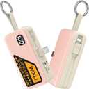 Portable Charger for iPhone 15 16 Power Bank, 5000mAh USB-C Portable Phone Charger with iOS Cable, Mini Battery Pack for iPhone 16 Pro/16 Plus/16 Promax/Android Phone/Samsung/Moto/LG etc (Pink)