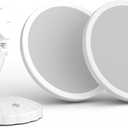 Portable Travel Vanity Mirror with Lights,Interchangeable Mirror Design,1/15X Magnifying Mirror,Stepless Adjustable Lighted Makeup Mirror,3 Color Modes,Desk or Travel Use