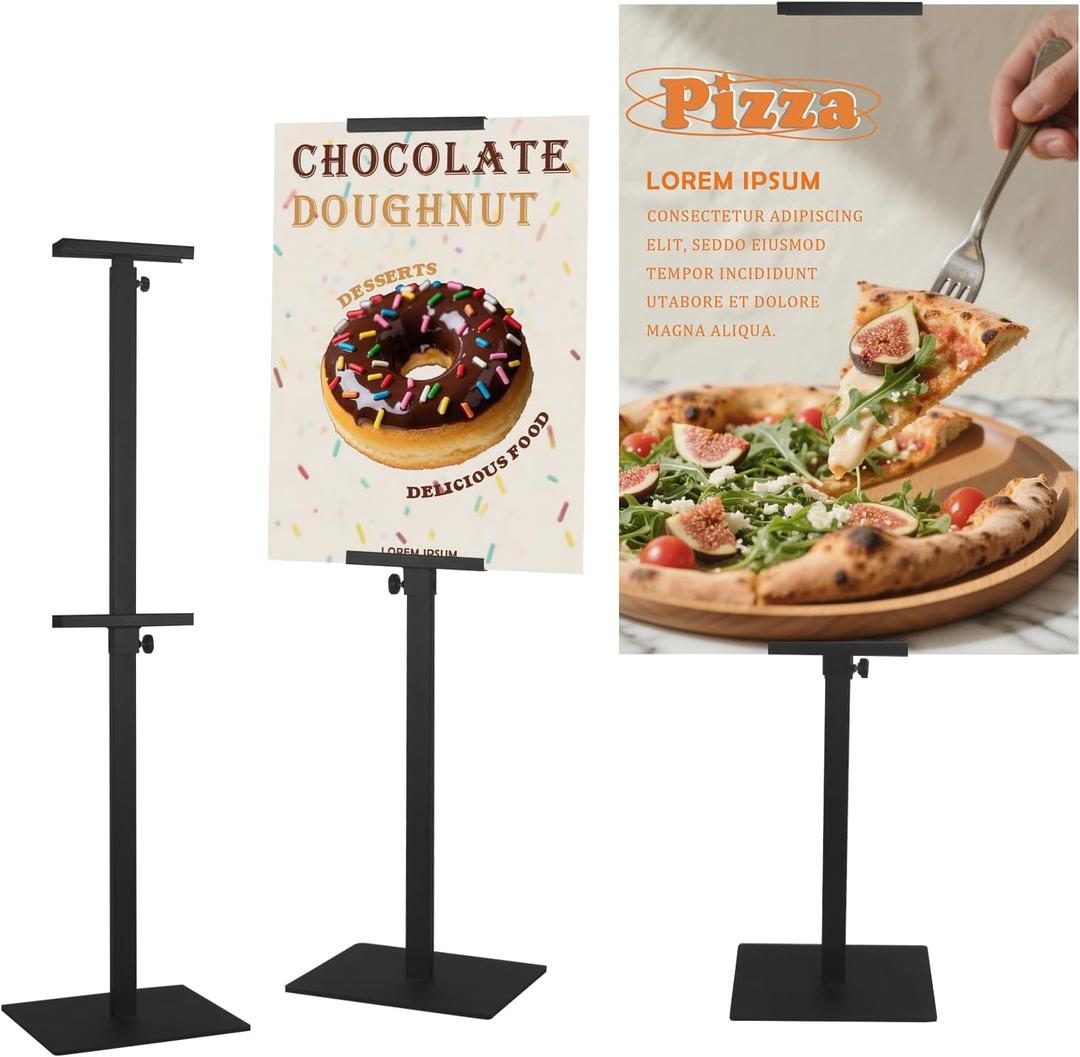 HUAZI 3PACK Poster Stand with Heavy Duty Base Sign Stand Holder Floor Freestanding Poster Board Stand Adjustable Height Up to 75inches, Black