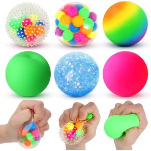 6 Set Squishy Sensory Stress Squeezing Balls for Adults: Best Calming Tool to Relieve Anxiety, Vent Mood and Improve Focus, Easter Basket Stuffers for Kids, Goodie Bag Stuffers