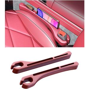 Jectam Car Seat Gap Filler, Leather Car Gap Filler Universal Fit for Most Cars and Trucks, Fill The Gap Between Seat and Consoles, Prevents Things from Falling Out, Pack of 2 PCS (Red)