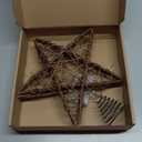 Christmas Tree Topper Farmhouse Christmas Decor Christmas Tree Decorations Rattan Natural Christmas Tree Star with 10 Warm LED Lights for Rustic Christmas Ornaments Holiday Seasonal Decoration 10 Inch