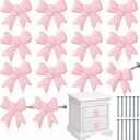 Pink Bow Drawer Knobs Matel Bow Knobs for Dresser Coquette Room Decor Vintage Dresser Handles Cabinet Drawer Pulls for Home Bedroom Kitchen Hardware Cupboard(12 Pcs,Pink,Fashion Style)
