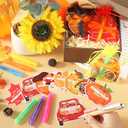OBUSATT 96 PCS Thanksgiving Fall Highlighters Fall Party Favor Gifts Bulk 24 Set Pumpkins Maple Leaves Turkeys Cards Colorful Highlighters with Gift Bags and Ribbons for Office Party Supplies