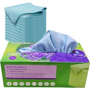 11x11 Inch Reusable Microfiber Cleaning Cloths, Boxed Pop-Up Design, Scratch-Free & Washable, Ideal for Kitchen, Windows, Glass, Dishes, Car, Bathroom & More. (Blue)