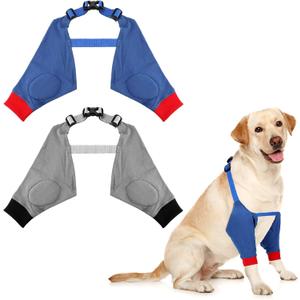 Oudain 2 Pairs Dog Elbow Protector Dog Recovery Sleeve with Elastic Band Soft Padded Adjustable Front Leg Braces for Small Medium Large Doggy, 2 Colors(Large)
