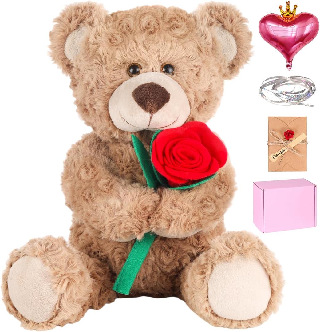 Teddy Bear,2026 Graduation with Gift Box, 12 Inch Plush Teddy Bear, Teddy Floral Arrangement with Card & Balloons, Gift for Son, Daughter, Sister, Brother, Classmate, Sweetheart, 2026 Graduates
