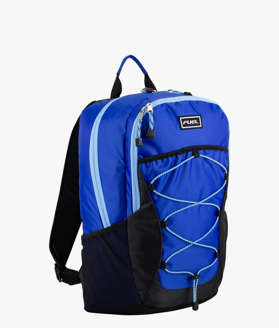 FUEL Rider Sport Hiking Backpack Laptop Travel Carry On Luggage Daypack Bag, Bungee for Travel, Leisure, Outdoors, Blue
