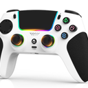 SFGSUP Wireless Controller for PS5/PC/MAC/iOS/Android/Steam Deck, With Hall Effect Joystick&Trigger/8 RGB Lighting/Turbo/Dual Vibration/Programmable/Headset Jack/Touchpad/1500 mAh Battery, White&Black
