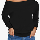 Sweatshirt for Women Off The Shoulder Tops Long Sleeve Sweatshirts Oversized Sweaters Shirts, Black