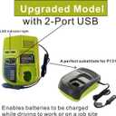 Compaitble with Ryobi P131 One+ Portable Dual Chemistry Lithium Ion or NiCad Vehicle Charger,Car Battery Charger, for Battery P107 P102 P108 P122 P161 P190 P191 P192 P100 P103 P104 P105 P106