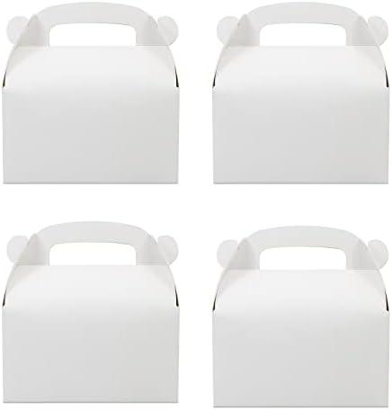 Oletx 30-Pack White Party Favor Treat Boxes, Goodie Gable Paper Gift Boxes with Handles. Perfect for Wedding, Birthday, Graduation, Babyshower.