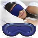 3D Contoured Weighted Eye Mask for Sleeping  Blackout, Lash-Friendly Sleep Mask for Relaxation, Spring Break, Beach Vacation, Summer Hiking Essentials, Washable Memory Foam, Navy Blue