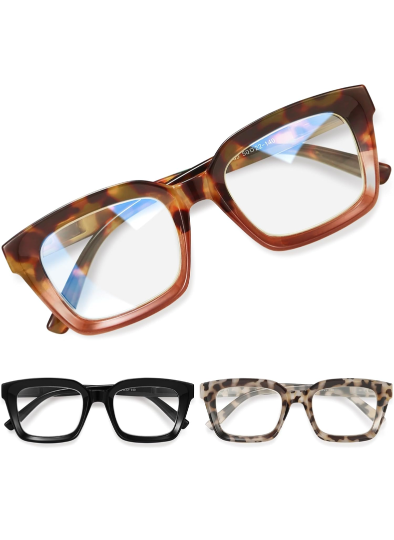 miyya Oprah Style Reading Glasses for Women, Cheaters Eyeglasses, Oversized Blue Light Readers, Fashion Eye Glasses +1.0